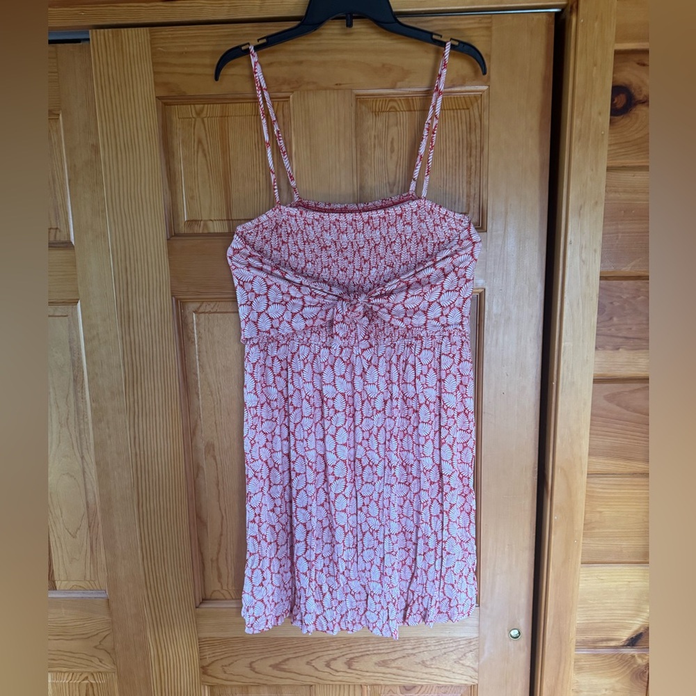 LOFT Red and White Floral Spaghetti Strap Dress